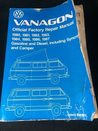 1980-1987 volkswagon vanagon official factory repair manual bentley syncro campe