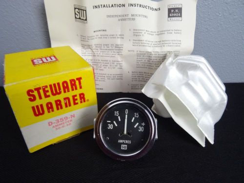 Vtg nos stewart warner d-359-n ammeter gauge white needle hot rat rod scta