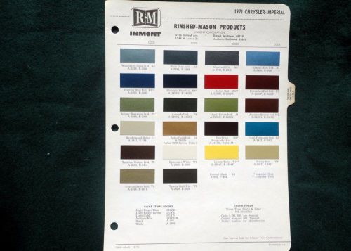 1961 buick rinshed mason automotive color chips chart original scheme brochure