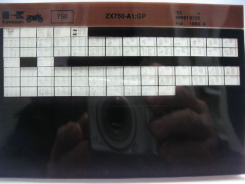 Kawasaki zx750 gp 1983 parts list microfiche nos k406