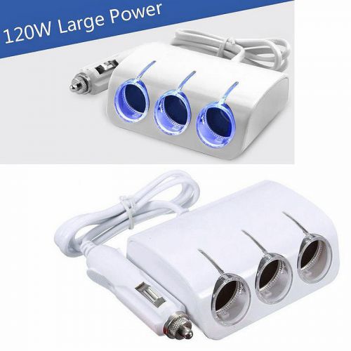 Car auto cigarette lighter 3 sockets splitter charger dc power adapter / wh