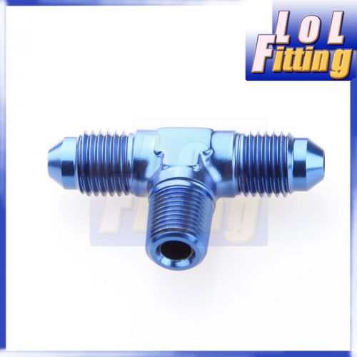 An4 an-4 1/8&#034; npt pipe flare tee t-piece fitting adapter blue