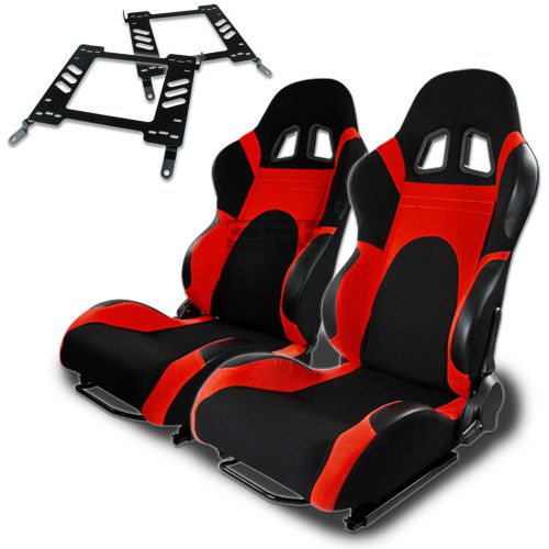 Type-6 racing seat black red woven+silder+for 00-05 mit eclipse 3g bracket x2