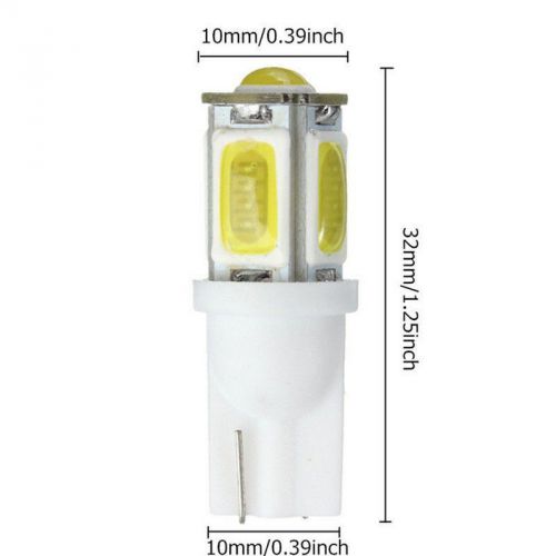 4pcs t10 w5w 194 168 cob 5-smd led pure white light license plate bulb dc12v new