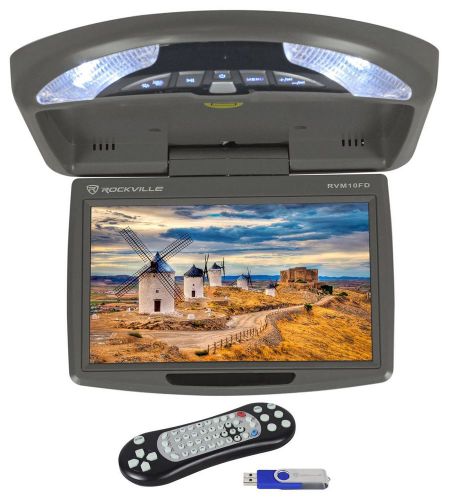 Rockville rvm10fd-gr 10&#034; tft grey flip down car monitor w/ usb/sd/video games