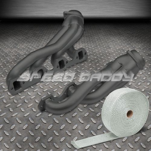 For 79-93 mustang 5.0l stainless black exhaust manifold header+white heat wrap