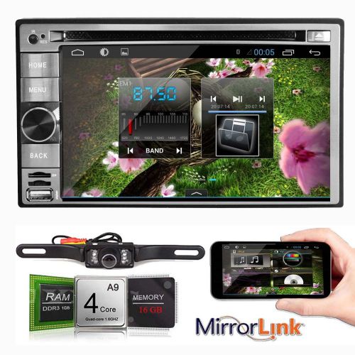 Camera+quad core android 4.4 gps navi double 2 din car stereo dvd player bt wifi