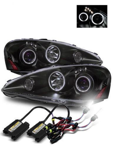 Fit 05-06 acura rsx led ccfl halo projector headlight black w/ 6000k hid