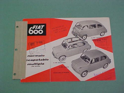 1956 1957 original fiat 600 french dealer sales brochure literature 56 57 oem