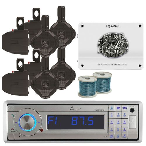 Marine 1600w amplifier,6.5&#034; marine speakers/wires, bluetooth usb marine receiver