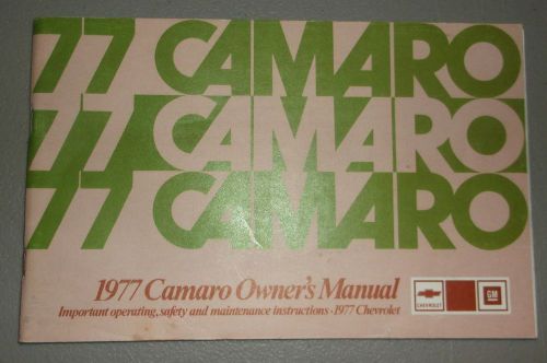 1977 chevrolet camaro owners manual original