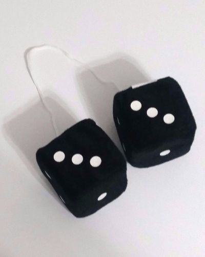 Fuzzy dice rear view mirror for classic &amp; custom cars black dice