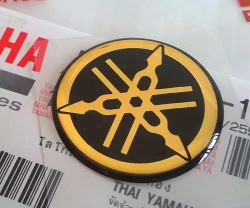 Yamaha 100% genuine 25mm tuning fork logo black gold decal emblem sticker