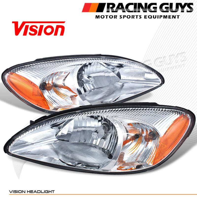 Chrome style vision head lights lamps amber pair left+right new assembly