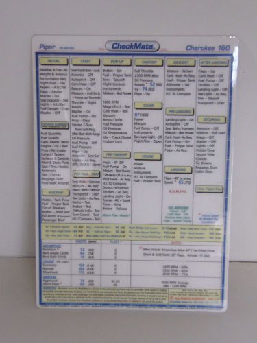 Piper cherokee pa-28-160 check list laminated pilot&#039;s quick reference card