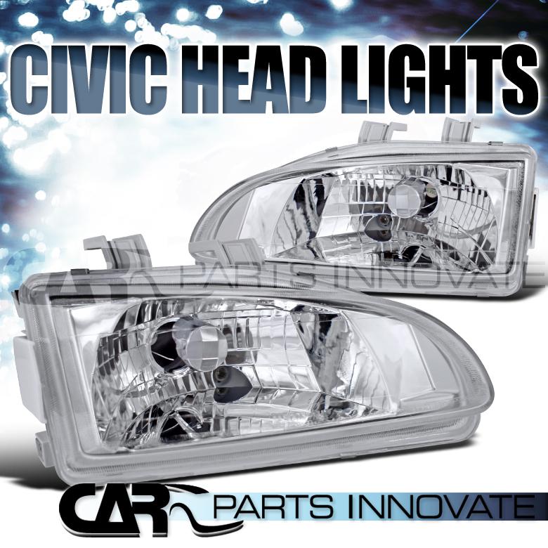 1992-1995 honda civic cx dx ex lx si chrome crystal headlights lamp