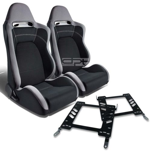 Type-r racing seat gray black cloth+silder+for 00-05 eclipse 3g bracket x2