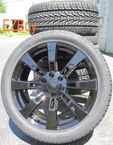 22&#034; gmc chevy escalade factory style black wheels 5409 tires 305-40-22 nexen