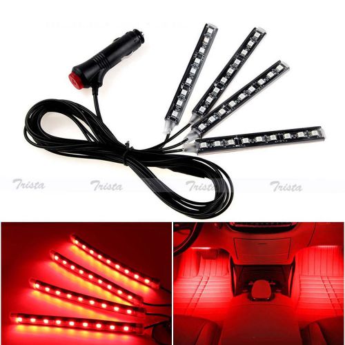 4x9 smd led car auto red interior light floor decorative atmosphere lamp strip#j