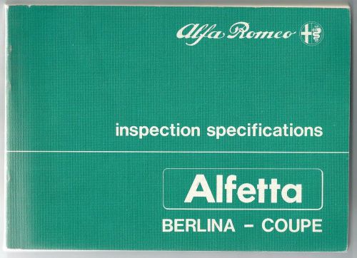 1983 alfa romeo alfetta berlina coupe inspection specifications 1600 1800 2000
