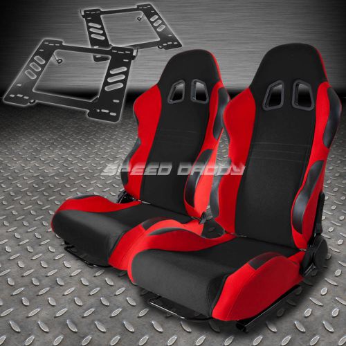 Pair type-7 reclining black red woven racing seat+bracket for 97-06 wrangler tj