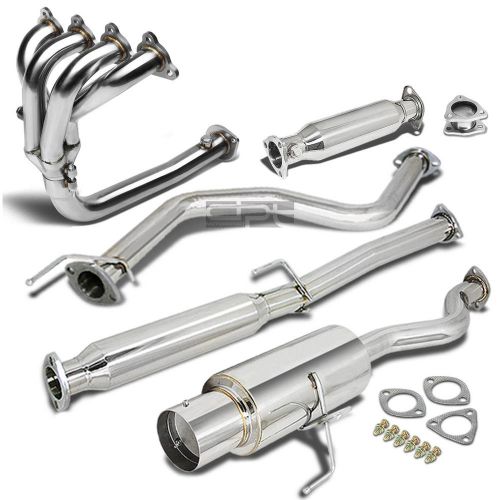 For 92-00 civic 4.5&#034; muffler tip stainless steel catback+4-1 header+pipe exhaust