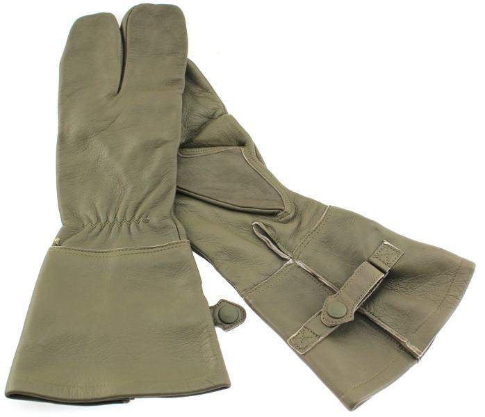 German military cycle leather gloves 2 - finger germany medium m olive gauntlet