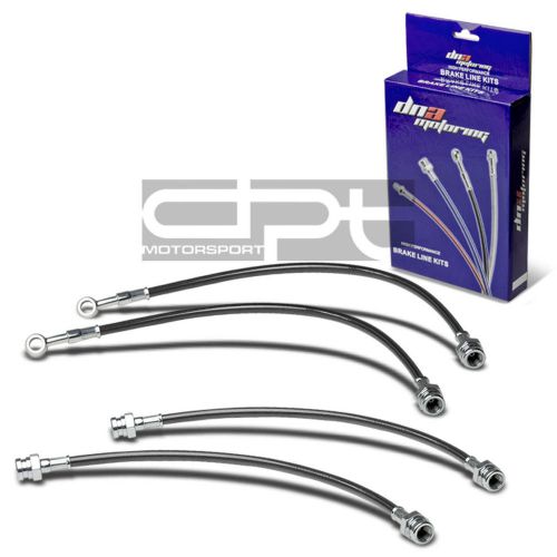 4pc f+r stainless steel hose brake line 86-91 mazda rx-7/rx7 fc3s s4-s5 black