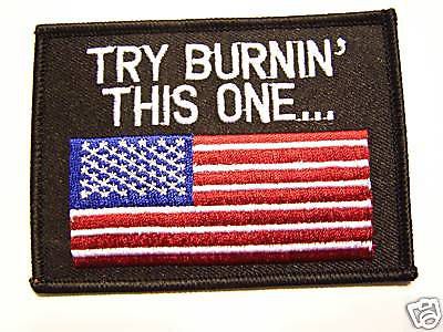 #0505 motorcycle vest patch try burnin&#039; this one.....