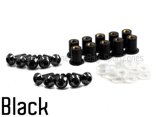 Windscreen bolts windshield screws m5 5mm wellnut fastener kits x10 black