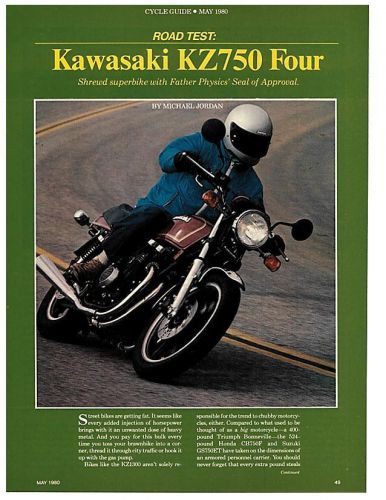 1980 kawasaki kz750 four test article - 6 pages- vintage 1981 1000