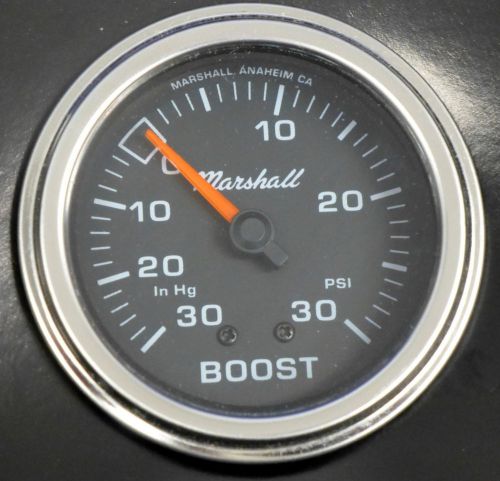 Marshall comp ii 3011 mecanical vacuum boost gauge 2 5/8&#034;  black dial 30hg 30psi