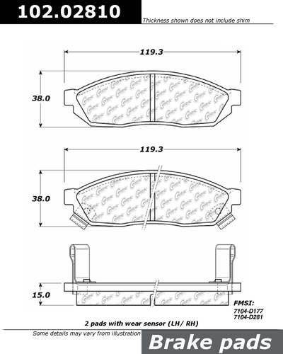 Centric 102.02810 brake pad or shoe, front-standard metallic-preferred brake pad