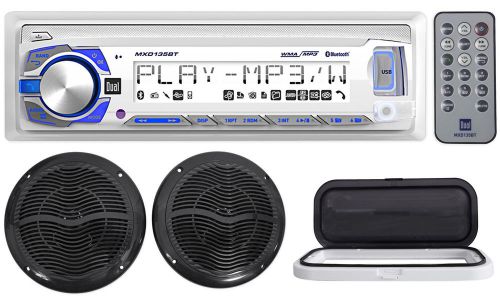 Dual mxd135bt marine/boat digital media receiver+housing+(2) 6.5&#034; boat speakers