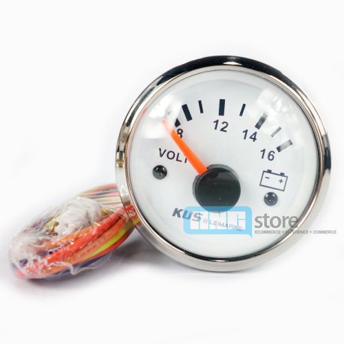 Kus boat car voltmeter 8-16v volt indicator gauge dia 52mm marine white