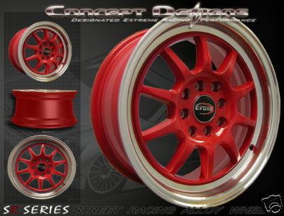 15" evoke™ c10 wheels rims alloy 8h/ 4 lug red  new