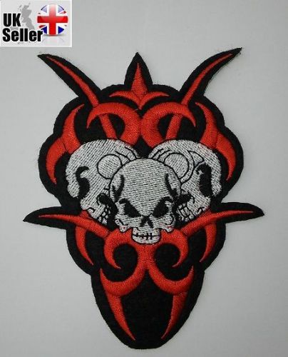 Skulls tribal iron-on/sew-on embroidered patch motorcycle biker