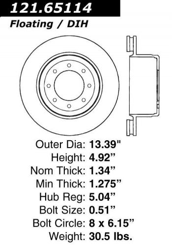 Centric parts 121.65114 c-tek standard brake rotor