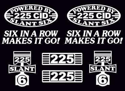 8 decal set 225 cid inline 6 engine straight slant six emblem stickers i6