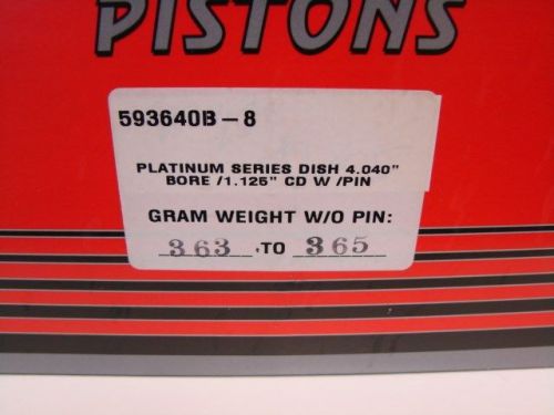 Manley 593640-8 platinum series pistons circle track sb chevy 355 383 cid