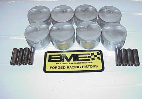 Bme gas ported sb 18° chevy pistons &amp; pins 4.122&#034; bore 1.400&#034; ch- .928&#034; pin mh2