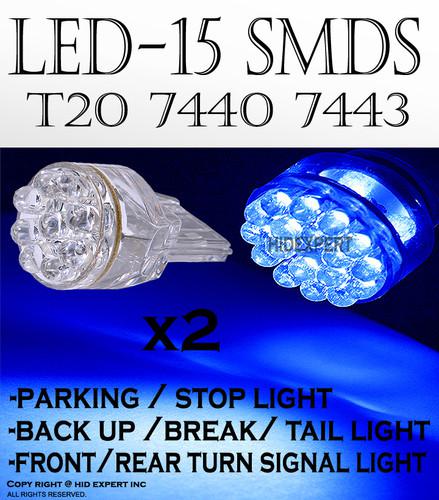 Jdm x2 pcs t20 7443 7441 super blue rear turn signal 15led b fast shipping hb9