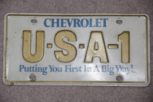 Original usa-1 dealer promo metal llicense plate chevrolet camaro chevelle nova