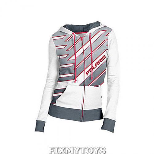 Oem polaris women&#039;s white &amp; gray rimfrost hoodie hoody sweatshirt size s-3xl