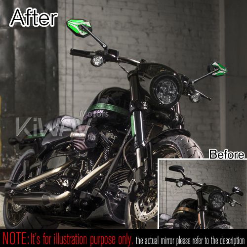 Mirrors viperii black green universal for honda gl cb vt vtx shadow bikes