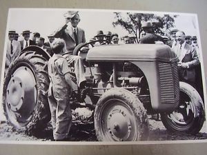 Ford tractor  9n  with henry ford   12 x 18   photo   picture