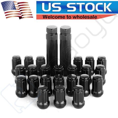 23 set of 1/2&#039;&#039; x 20  black wheel lug  nuts 6 spline tuner for ford jeep +2 keys