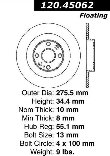 Centric 120.45062 rear brake rotor/disc-premium rotor-preferred