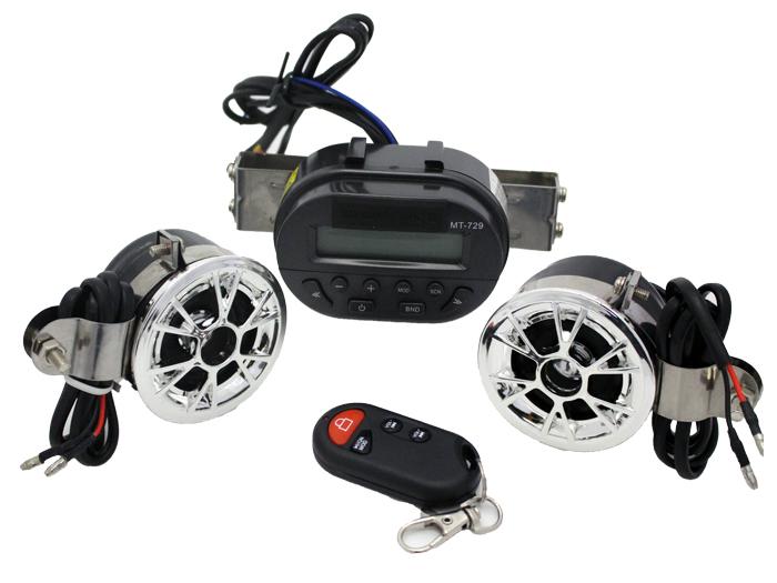 Motorcycle audio handlebar sd radio stereo amplifier speaker remote honda yamaha