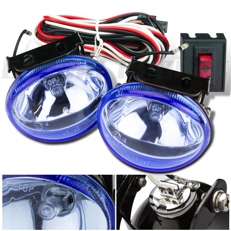 Hid white fog lights driving lamp jdm universal fitment harness wire switch blue